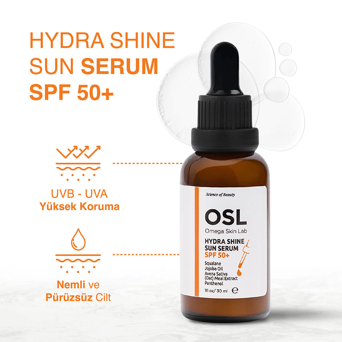 Omega Skin Lab Hydra Shine Sun Serum SPF 50+