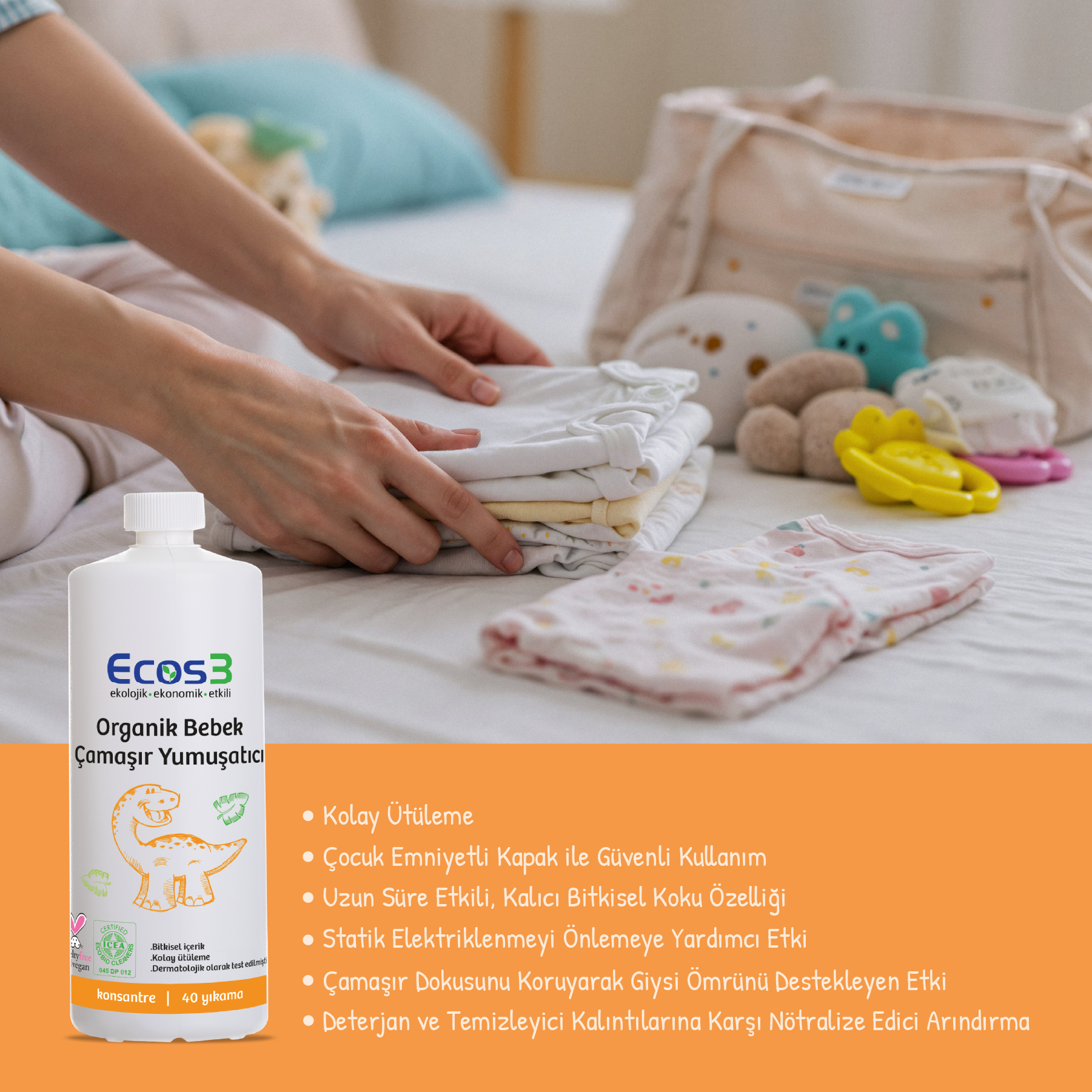 Ecos3 Organik Bebek Çamaşır Yumuşatıcı
