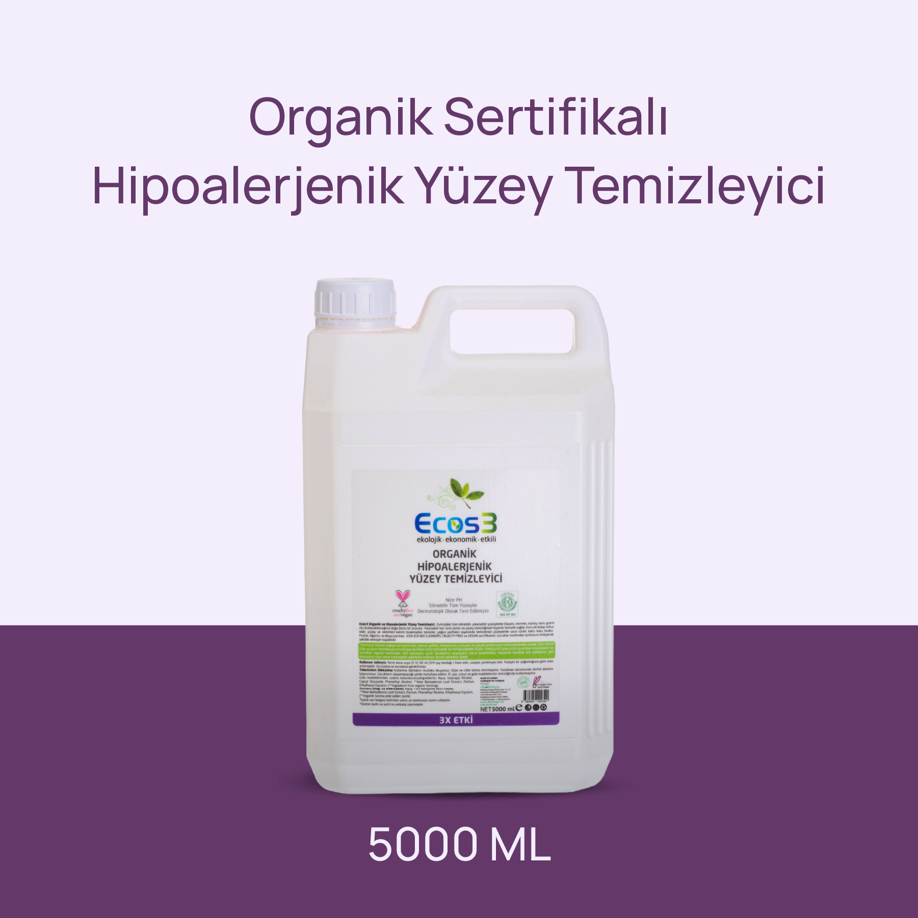 Ecos3 Organik & Hipoalerjenik Yüzey Temizleyici