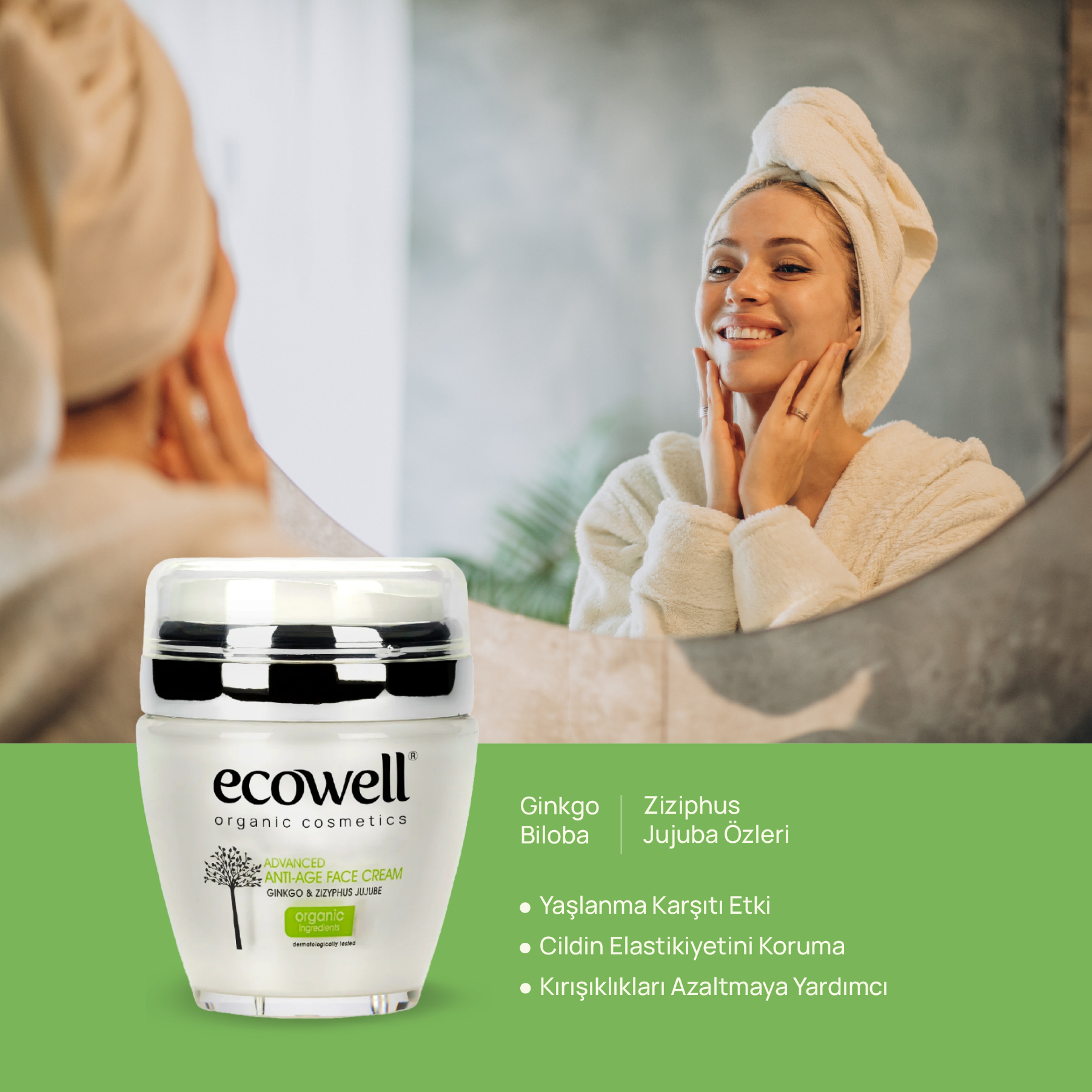 Ecowell Ginkolu Yaşlanma Karşıtı Yüz Bakım Kremi