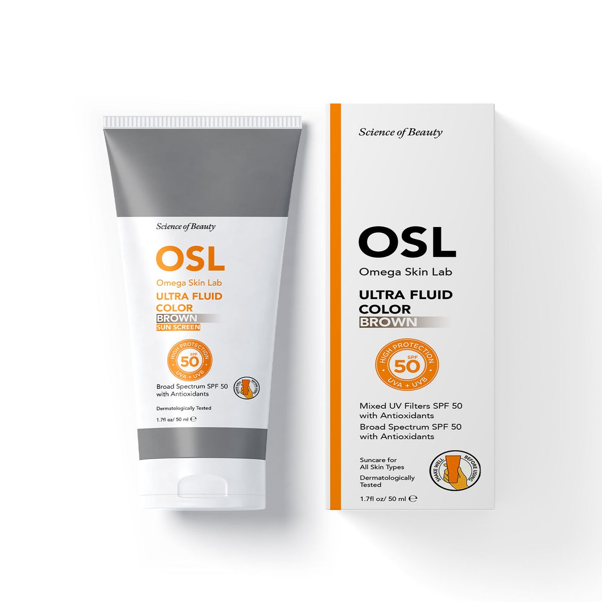 Omega Skin Lab Ultra Fluid Color Brown SPF 50