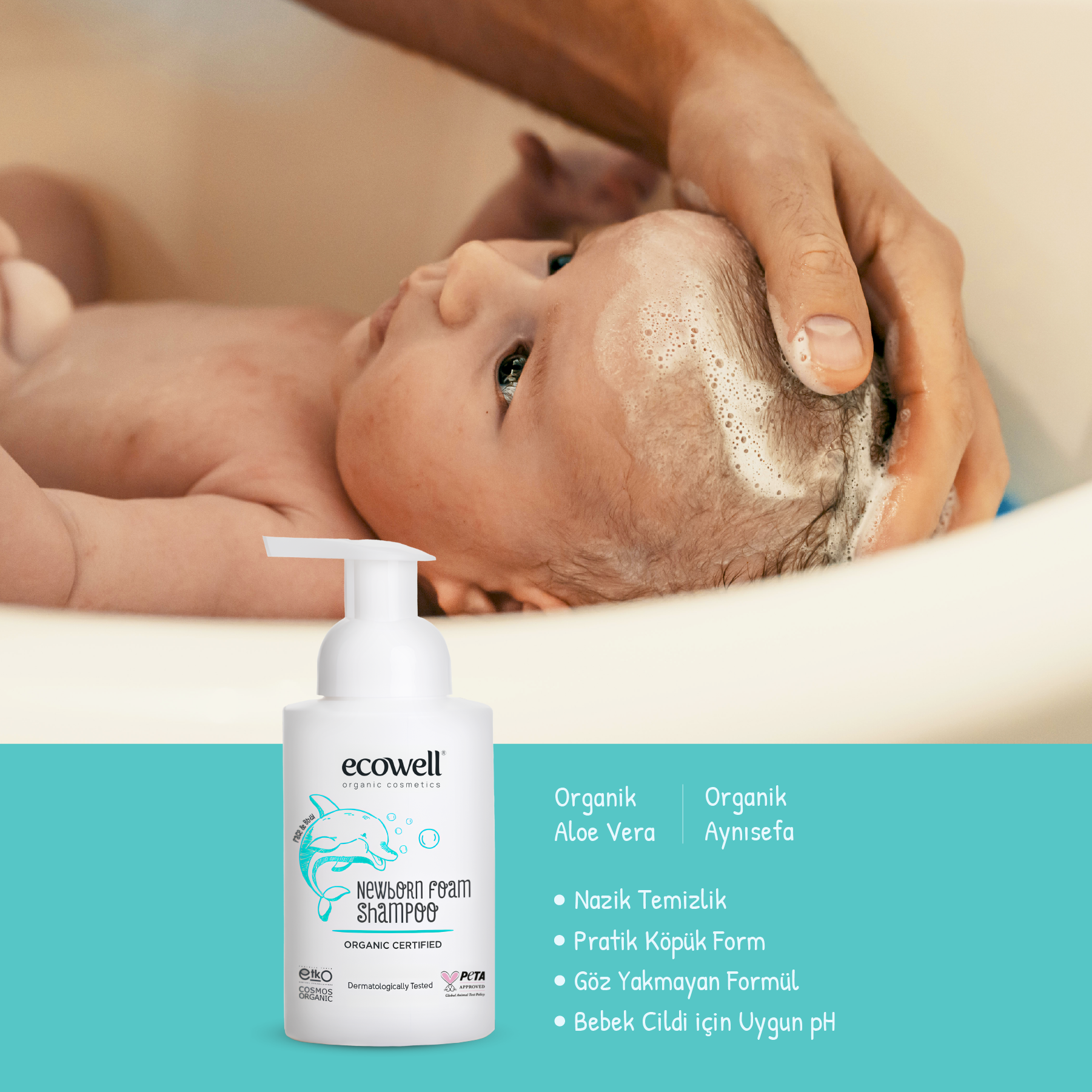 Ecowell Organik Yenidoğan Köpük Şampuan