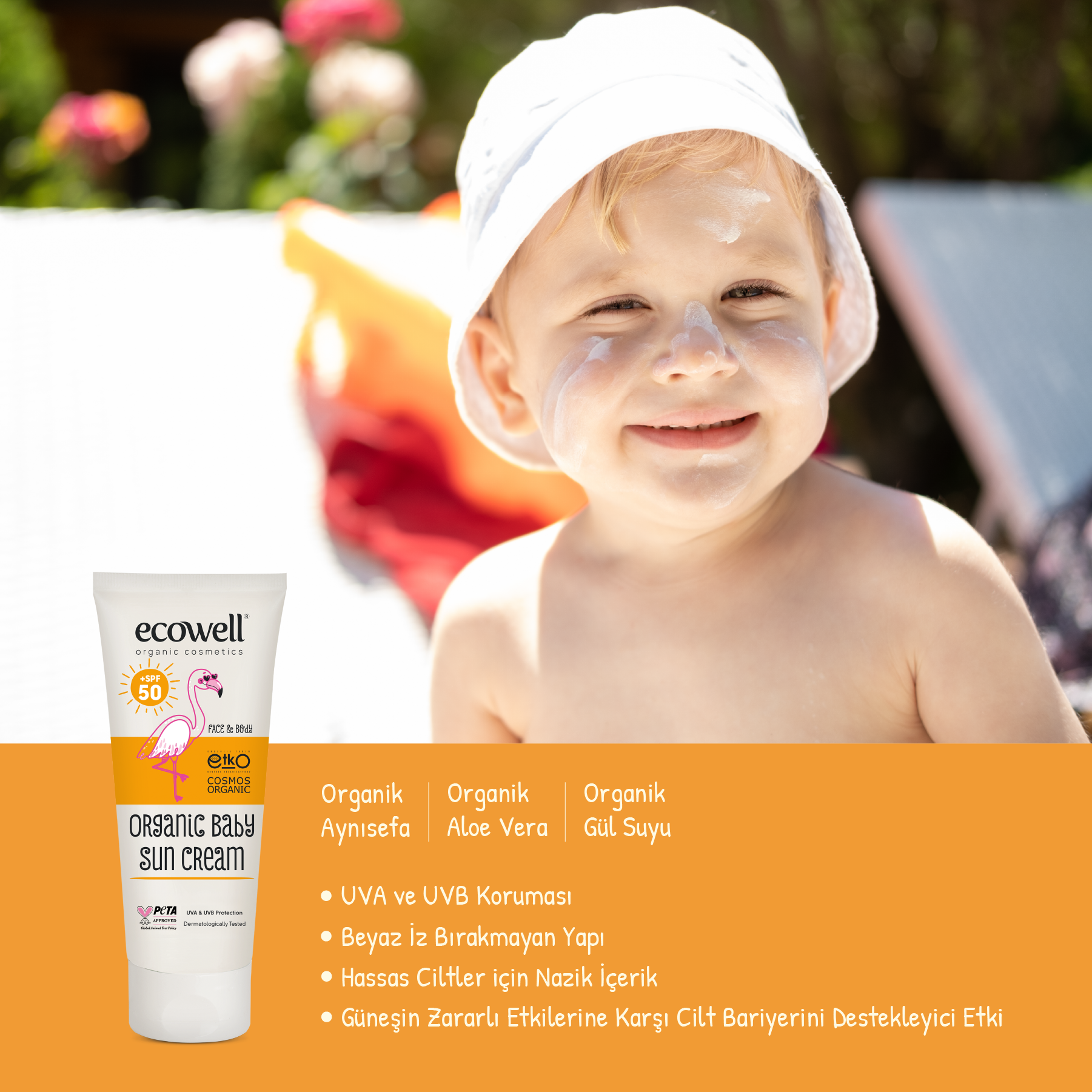 Ecowell Organik Bebek Güneş Kremi 50 SPF